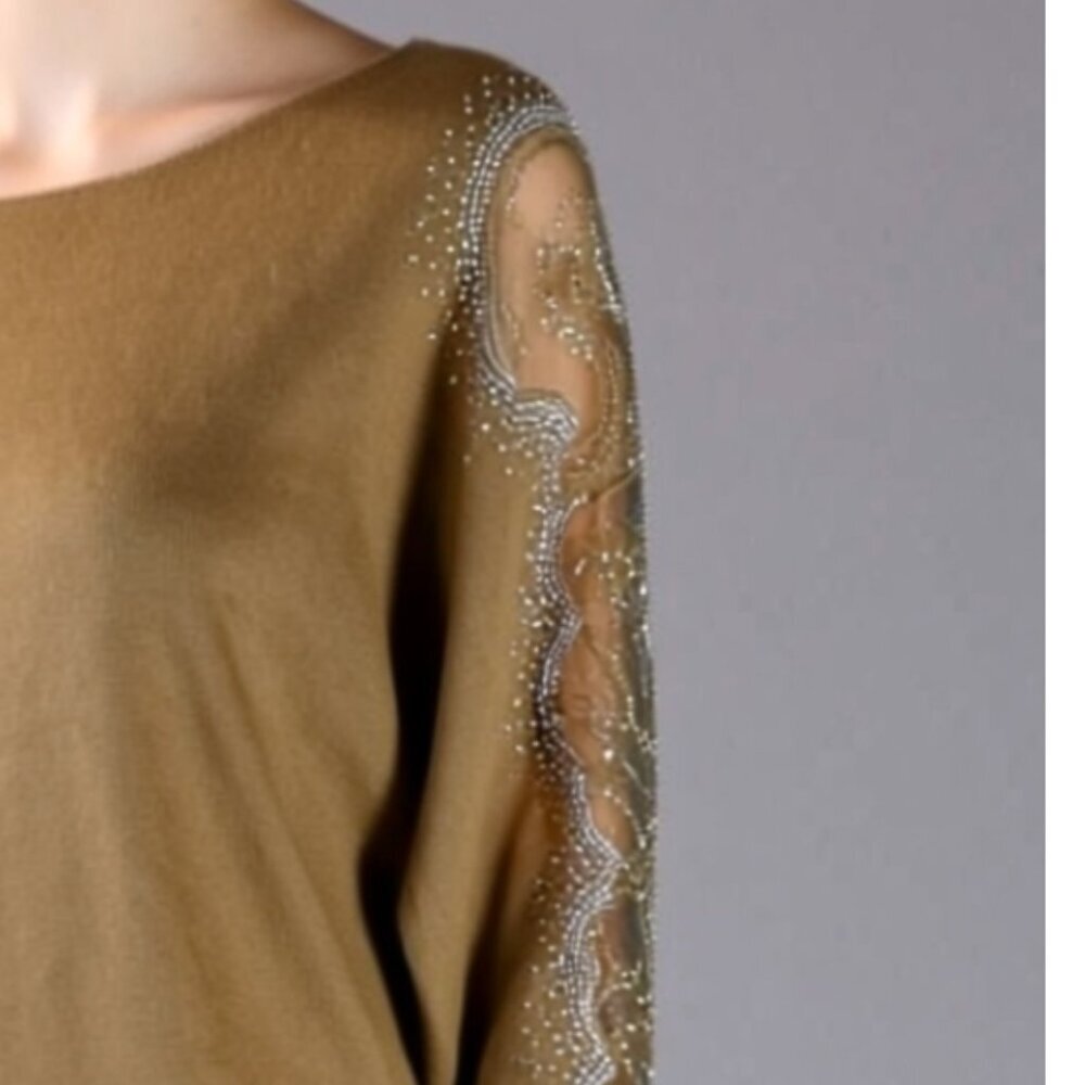 LIV Milano Gold Size XL Embellished Knit Top - Picture 2 of 7